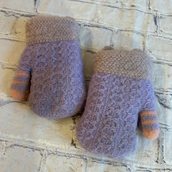 KITTY PURPLE PINK KNIT MITTENS FULLY LINED TODDLER GIRL SIZE - Picture 2 of 5